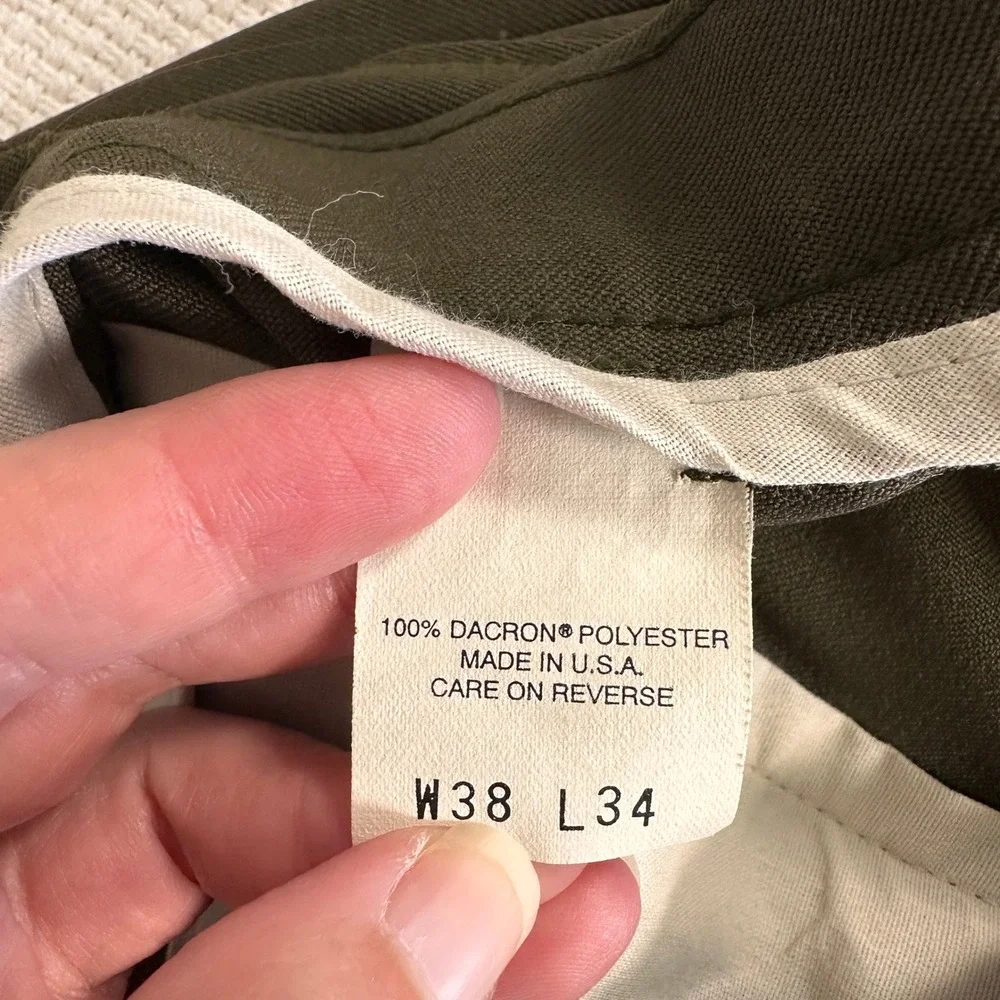 VTG Levi's Action Slacks 38x30 Olive Green Brown Made USA Dress Pants Grandpa